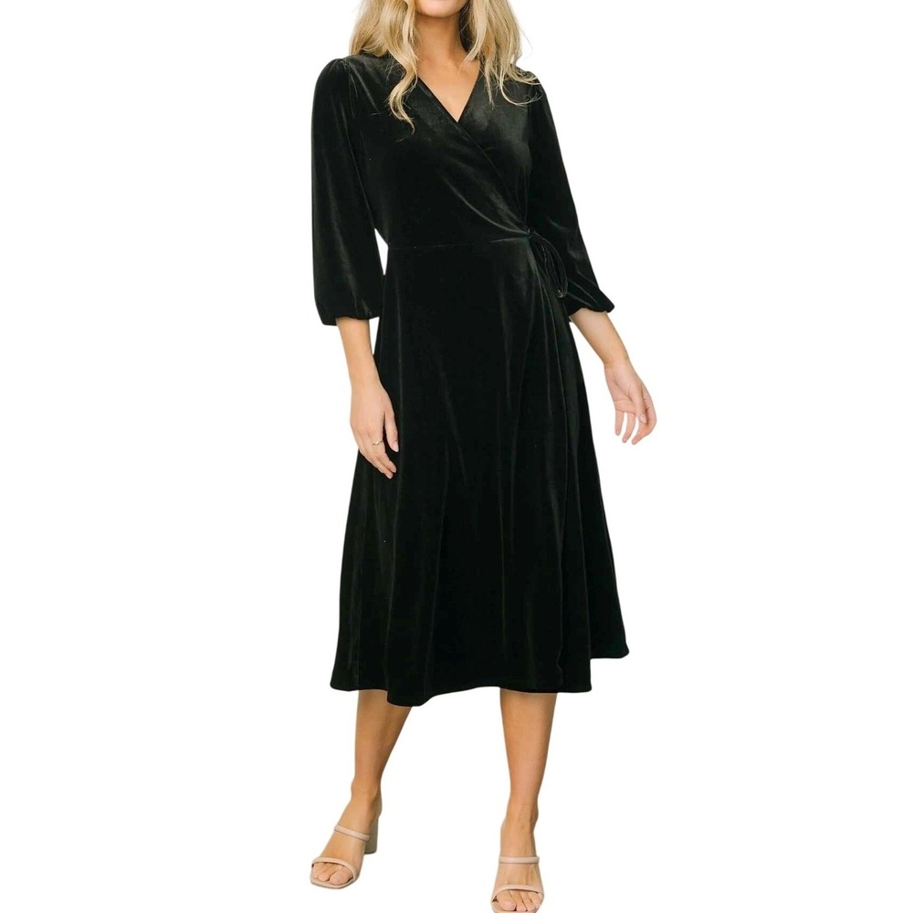 NWOT Baltic Born Beckinsale Wrap Dress Size S Black Velvet Dark Academia‎ Witchy